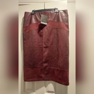 Snakeskin wine leather/suede skirt